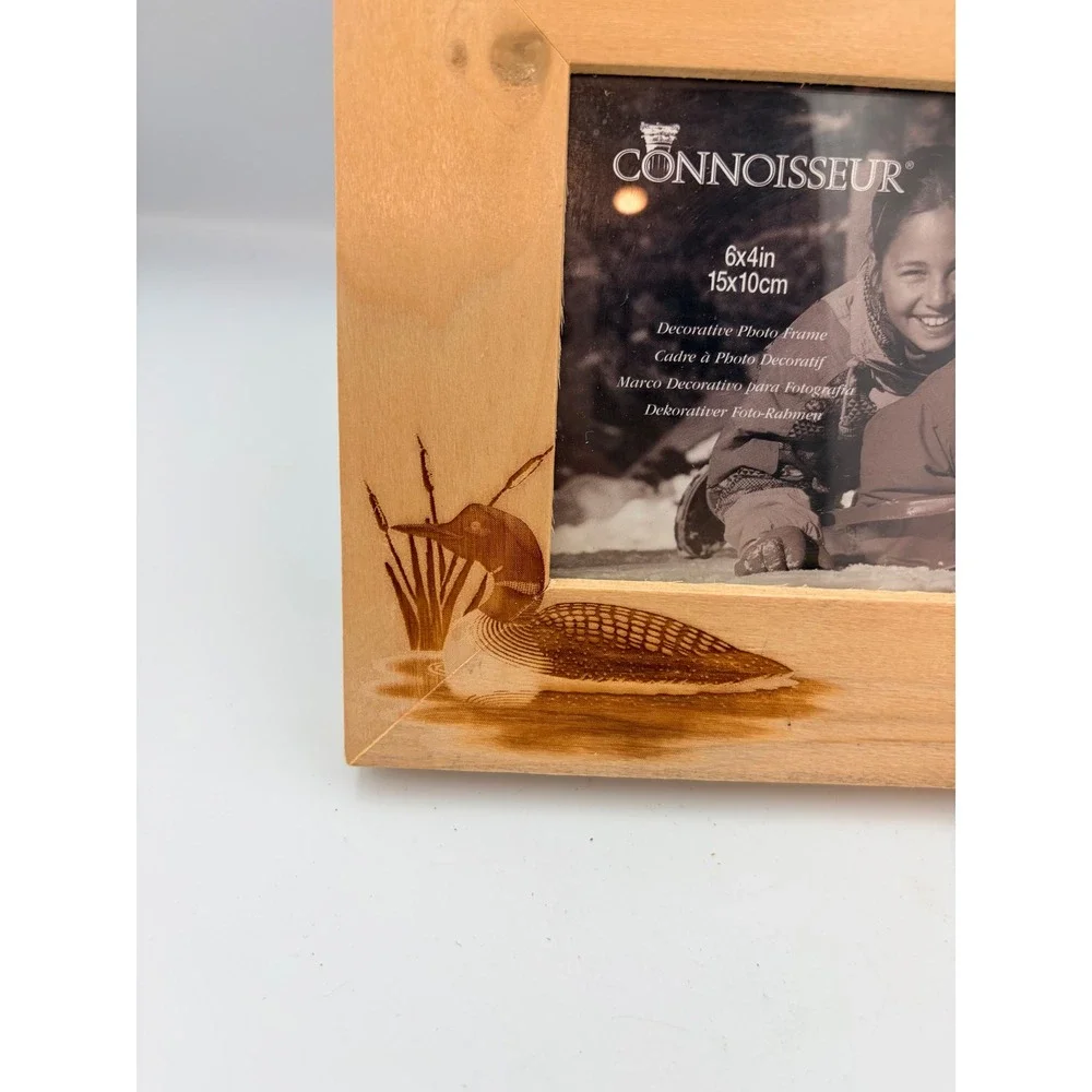 Connoisseur Wood Picture Frame 4x6 Loon Wildlife Nature Rustic Cabin Decor - Picture 2 of 7